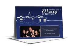 Nighttime Christmas Village Cards with photo  7.875